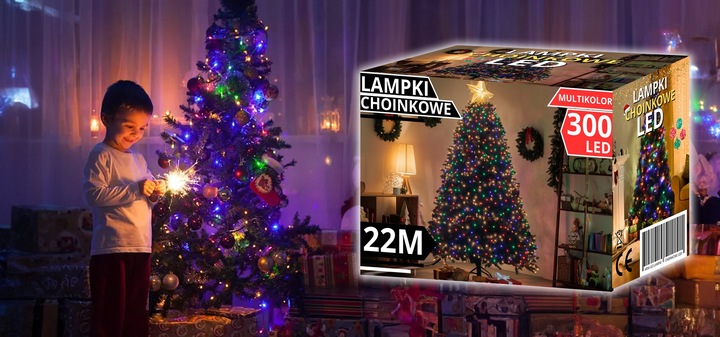 LAMPKI CHOINKOWE 300 LED MULTI KOLOR 22M PROGRAMATOR ŚWIATEŁKA ŁAŃCUCH