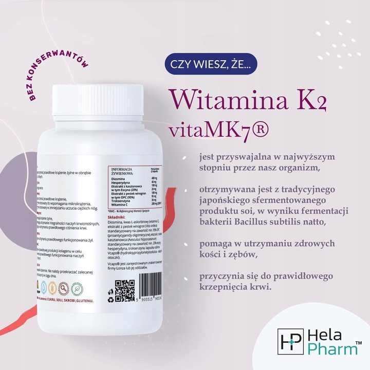 WITAMINA K2 vitaMK7 z NATTO 200µg KOŚCI 120