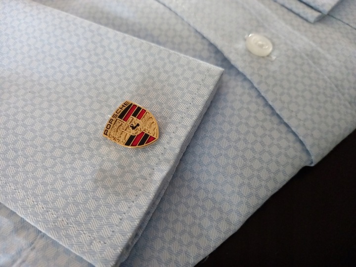 Exciting spinki do mankietów koszuli EXC Porsche pozłacane w skórzanym Etui