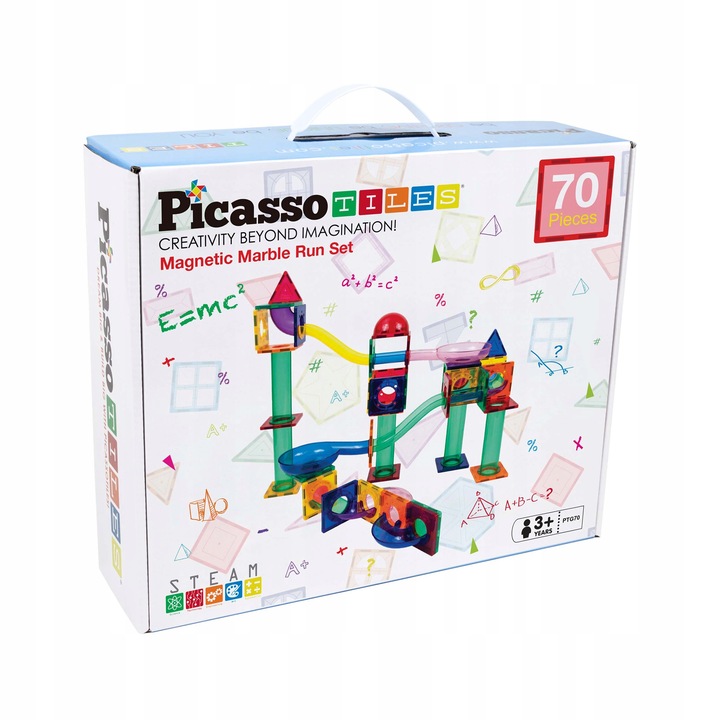 Tor kulkowy Klocki magnetyczne konstrukcyjne edukacyjne70 el kulodrom PTG70