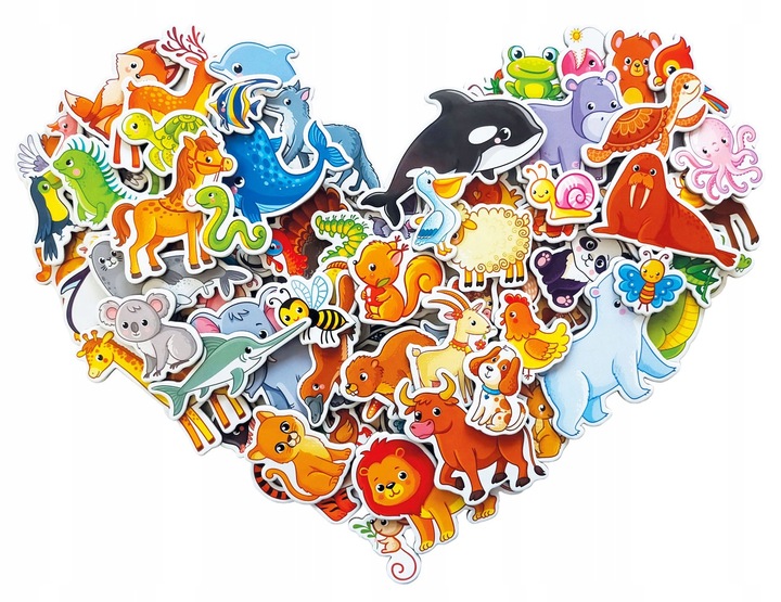 Zwierzęta Świata magnes układanka magnetyczna 81 szt