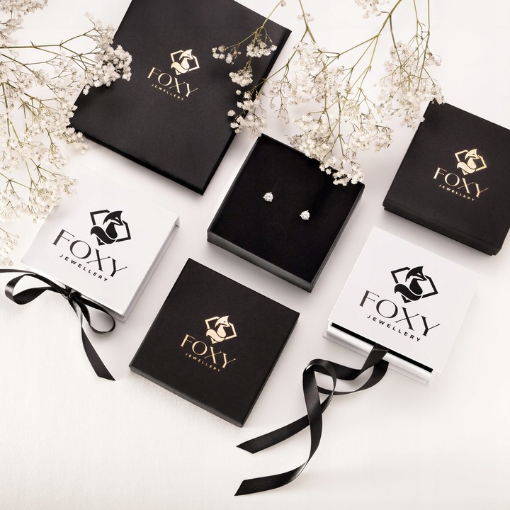 Złote Kolczyki z Cyrkoniami w Kształcie Serca GRAWER GRATIS dla Żony Córki