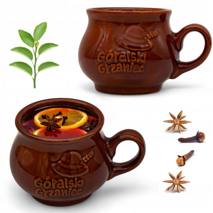 Komplet 2x KUBEK kamionkowy DO GRZAŃCA na grzane wino piwo zestaw do wina