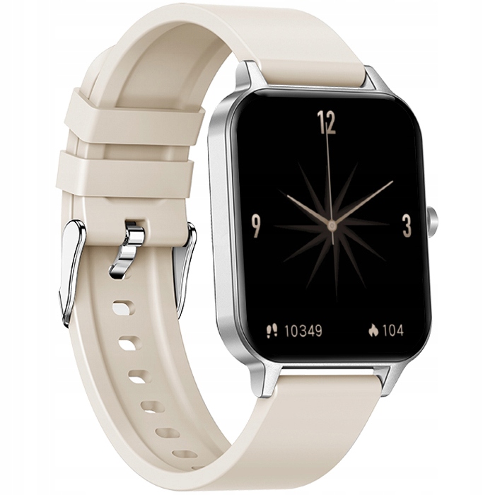 SMARTWATCH ZEGAREK DAMSKI ROZMOWY MENU PL PULS SMART WATCH SREBRNY 2 PASKI