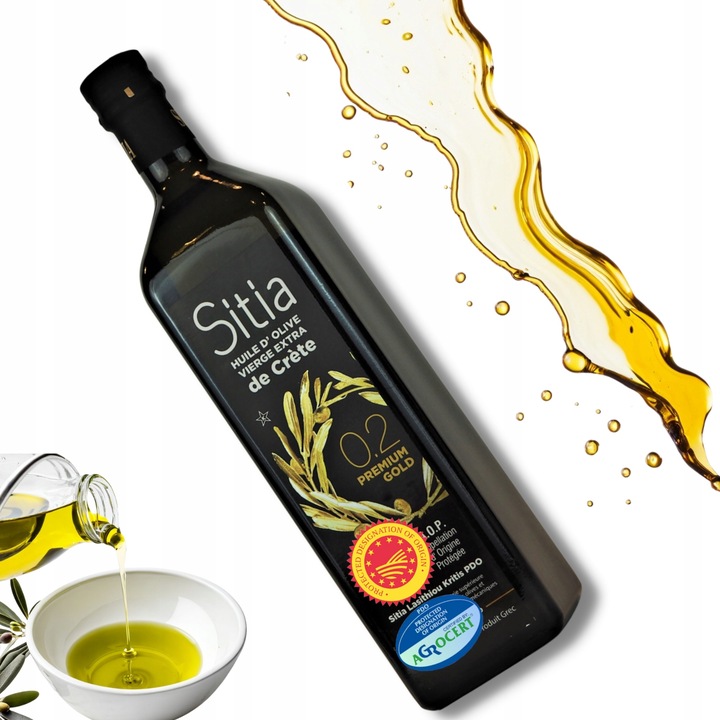 GRECKA oliwa z oliwek SITIA 0,2% butelka 1L - Nowe Zbiory - data do 04/2027