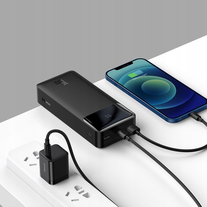 BASEUS DUŻY POJEMNY POWER BANK 30000mAh 15W USB USB C SZYBKI POWER BANK