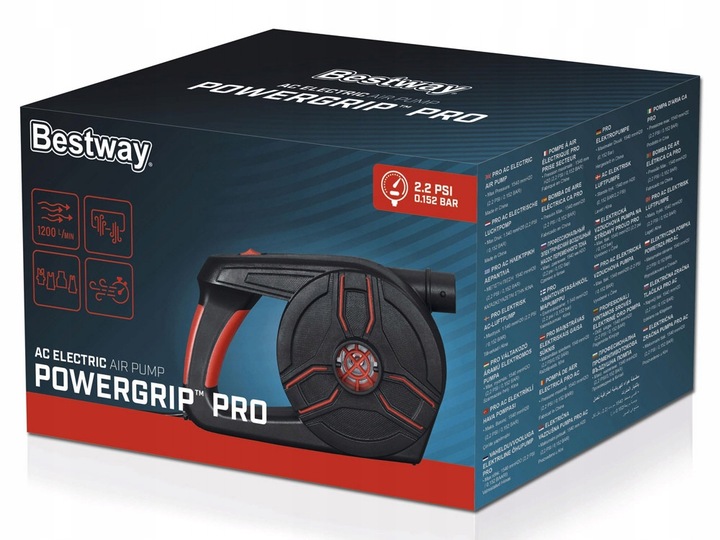 Bestway pompka eklektyczna Powergrip PRO do gniazdka+4adaptery 62247