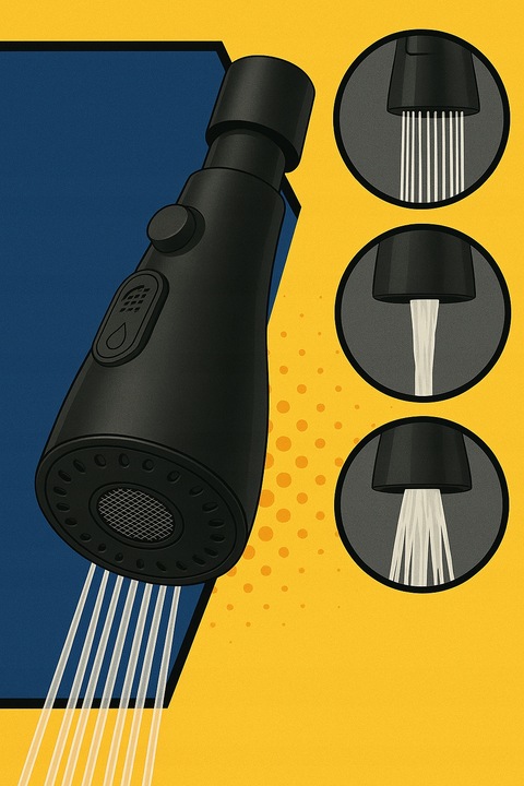 PRZEDŁUŻACZ KRANU KUCHENNEGO AERATOR PERLATOR 3 FUNKCJE 360° CZARNY LOFT 2s