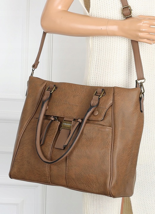 Torebka Damska Listonoszka Shopper Duża A4 Torba na Ramię CH66811 Brązowa