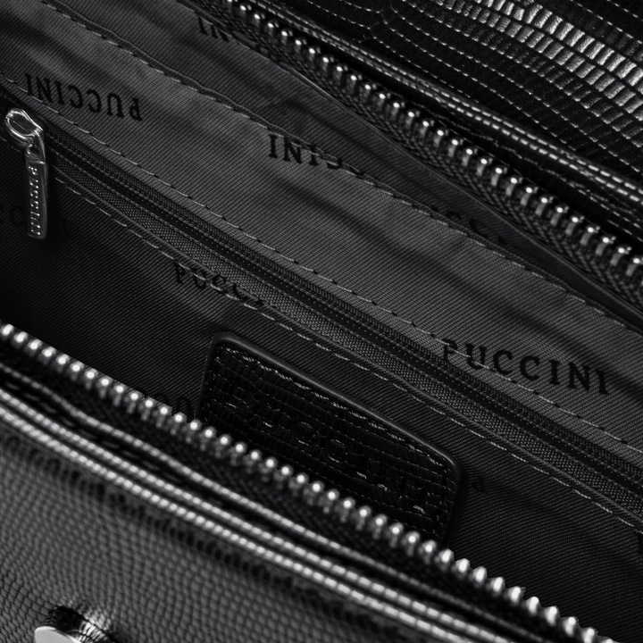 Torebka Damska Crossbody Listonoszka PUCCINI Z Łańcuszkiem Czarna BML057M-1