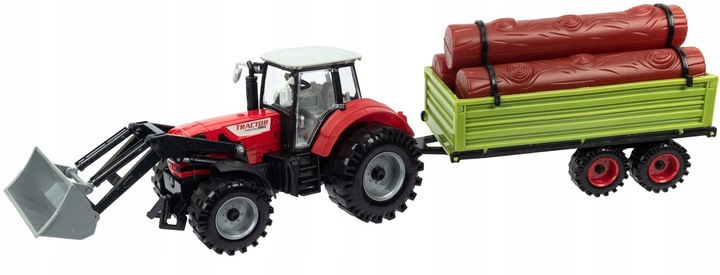 Duży Traktor z Przyczepą Ciągnik NAPĘD Ruchome elementy Otwierane drzwi