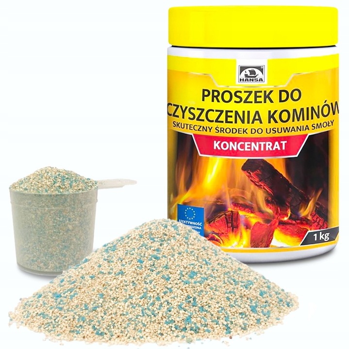 ŚRODEK DO CZYSZCZENIA KOMINA PIECA PROSZEK DO USUWANIA SADZY SMOŁY HANSA 1K
