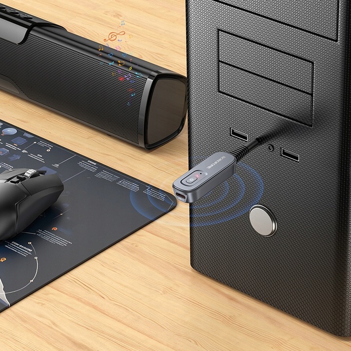 Borofone Odbiornik dźwięku Bluetooth AUX BC51 Clear Way szary