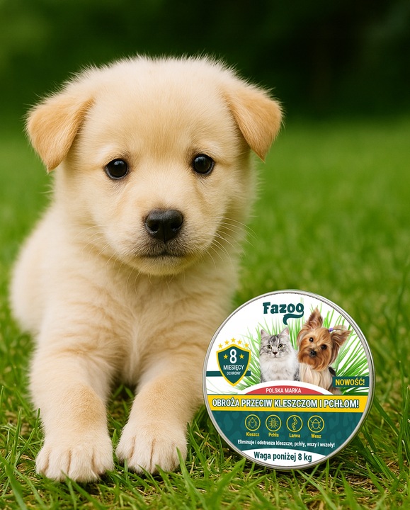OBROŻA NA KLESZCZE i Pchły dla Psa Kota Antykleszczowa 8 Miesięcy Fazoo