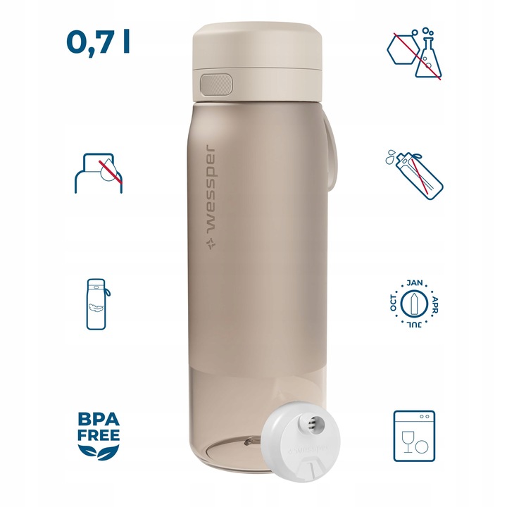 Butelka filtrująca bidon na wodę z filtrem TRITAN BPA FREE WESSPER B2 700ml