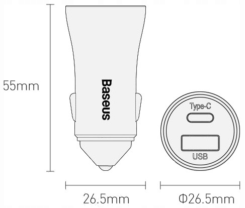ŁADOWARKA SAMOCHODOWA BASEUS USB + USB-C PD QC 40W