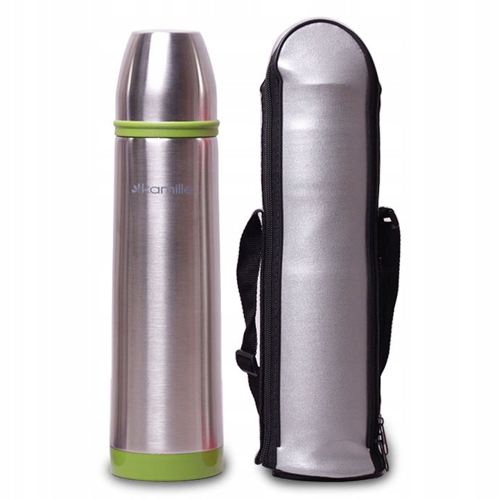 KUBEK TERMICZNY TERMOS STALOWY 100% SCZELNY pojemny bidon KAMILLE 1l