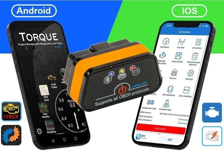 INTERFEJS DIAGNOSTYCZNY TESTER ELM327 OBD2 BLUETOOTH 4.0 ANDROID iOS POLSKI