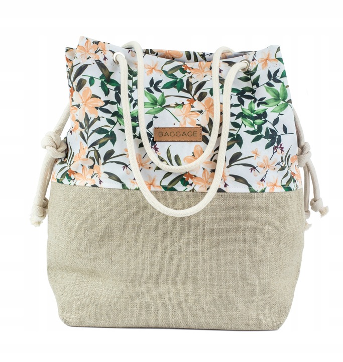 TOREBKA DAMSKA WOREK SHOPPER TORBA KWIATY BAGGAGE