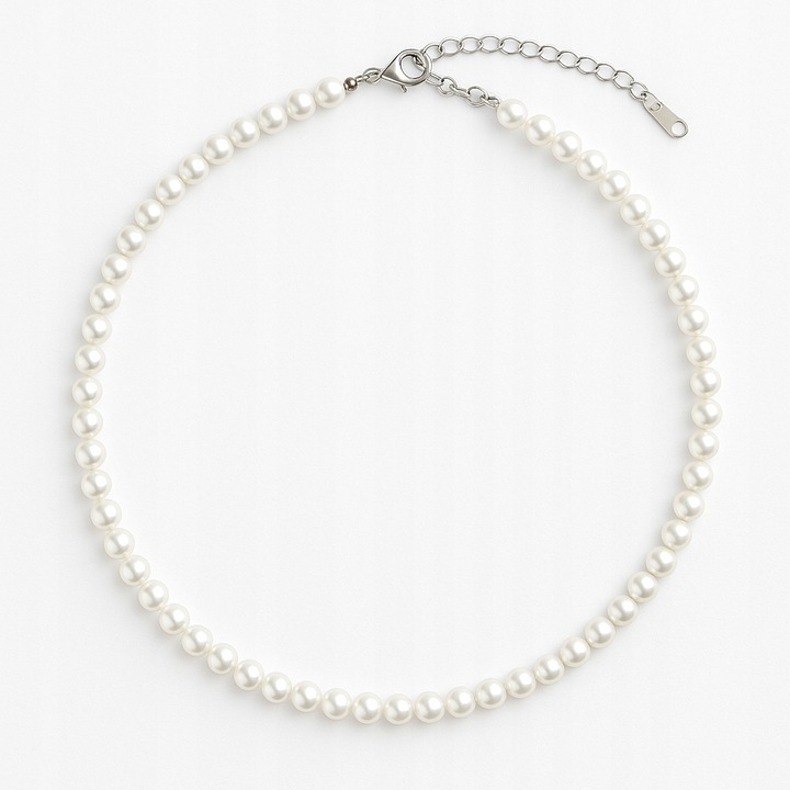 Naszyjnik kolia choker elegancki klasyczny białe perły perełki łańcuszek