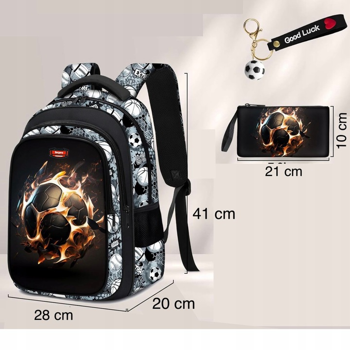 PLECAK SZKOLNY DLA CHŁOPCA PIŁKA NOŻNA TORNISTER MŁODZIEŻOWY + PIÓRNIK USB