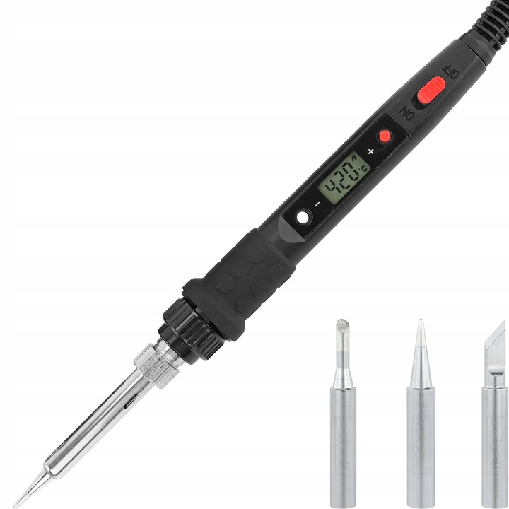 LUTOWNICA PRECYZYJNA KOLBOWA S801A 80W Z REGULACJĄ TEMPERATURY ZESTAW 52w1