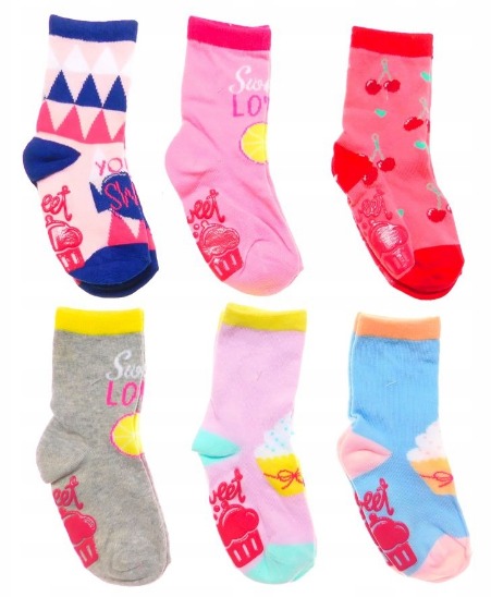 6 - PAK Skarpetki ANTYPOŚLIZGOWE ABS 6 PAR skarpety dziewczęce 17 - 19
