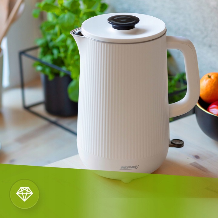 Czajnik elektryczny bezprzewodowy MPM MCZ-115 z podwójnymi ściankami biały