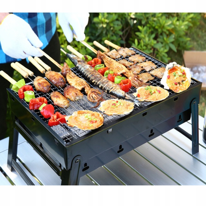 ZESTAW GRILL OGRODOWY WĘGLOWY TURYSTYCZNY |SKŁADANY |+ AKCESORIA DO GRILLA