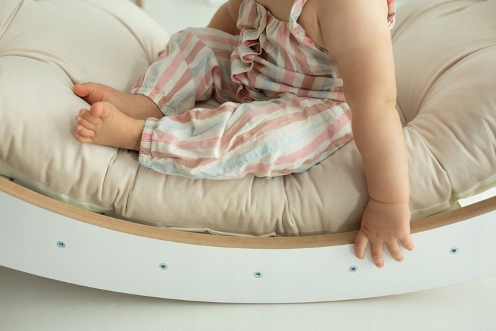 Bujak Montessori DREWNIANY XL +Poduszka Beżowa +Zjeżdżalnia +Ścianka ZESTAW