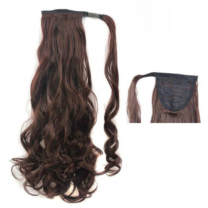 Doczepiany KUCYK KITKA Włosy Kręcone Loki Fale PL Ciemny Brąz 2/33