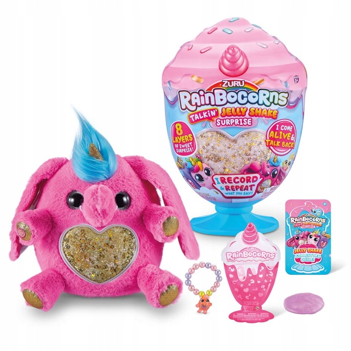 LODOWY PUCHAREK Z MÓWIĄCĄ MASKOTKĄ RAINBOCORNS TALKIN JELLY SHAKE SUPRISE