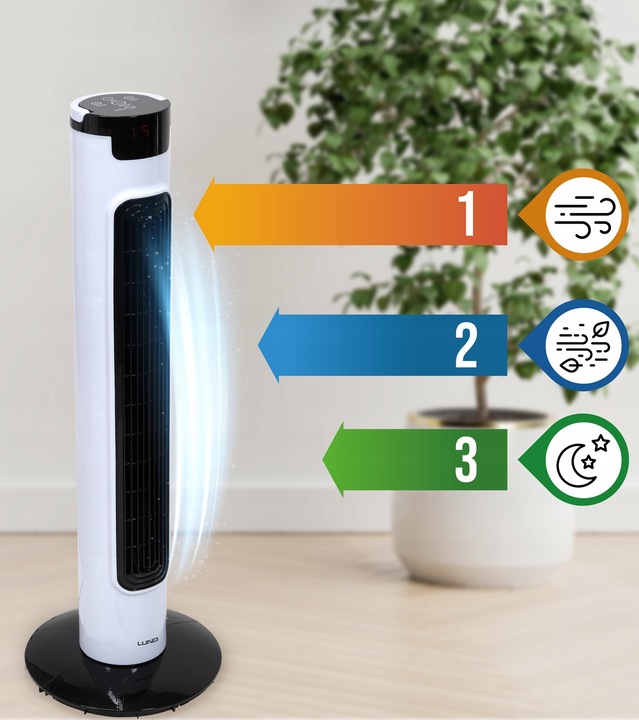 WENTYLATOR KOLUMNOWY LUND 81CM 50W WIATRAK PODŁOGOWY STOJĄCY LED +PILOT