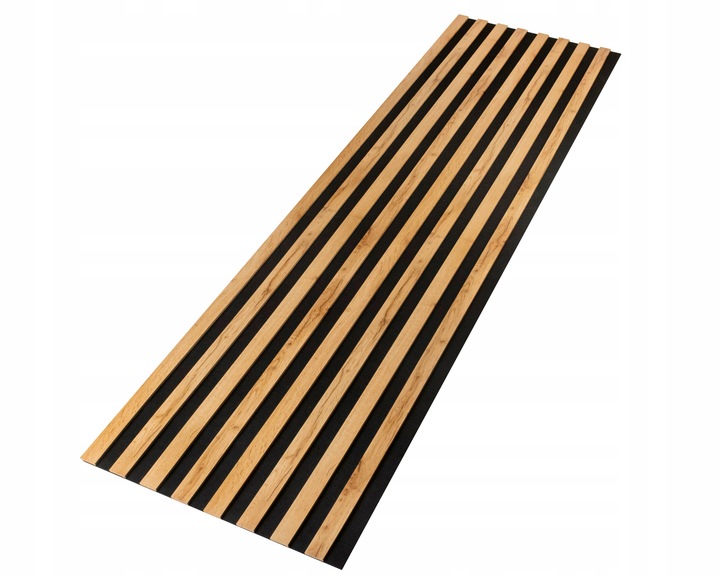 Lamele ścienne 54x260 cm, akustyczne na czarnym filcu - Dąb Wotan 279