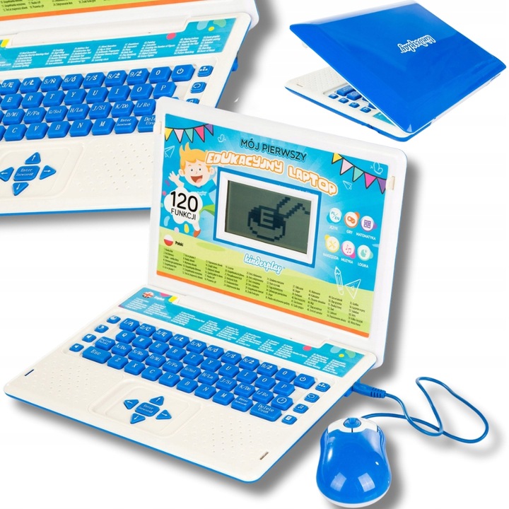 KOMPUTER dla dzieci ZABAWKOWY edukacyjny PREZENT dla chłopaka NIEBIESKI