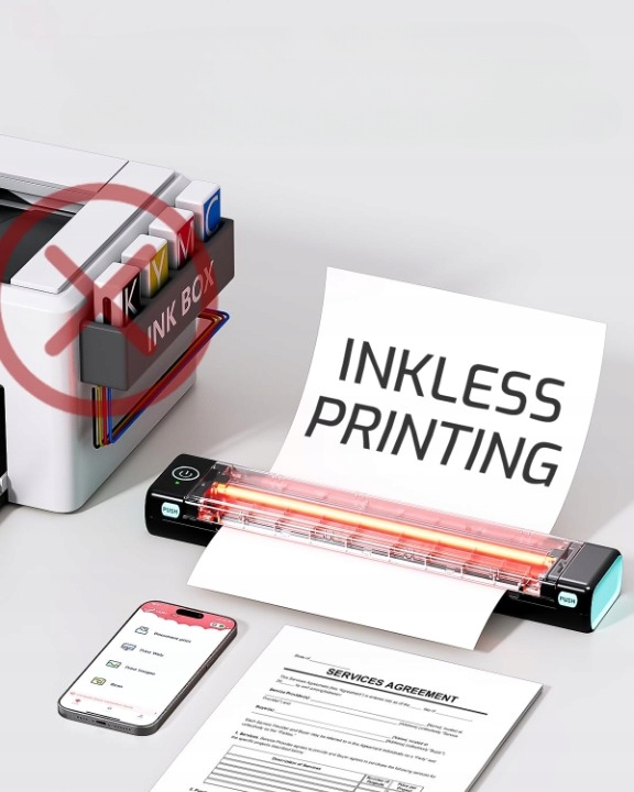 Przenośna termiczna drukarka Phomemo M08F bluetooth do dokumentów A4 tatuaż