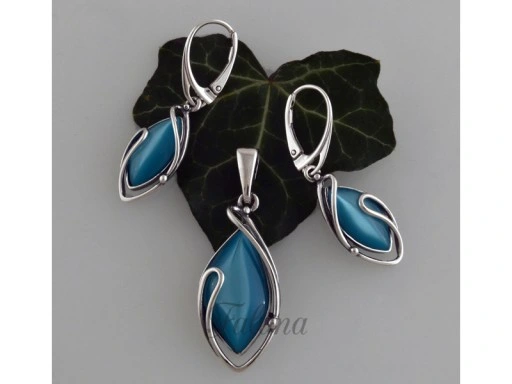 Komplet srebrny z Masą perłową turkusową z0735- 7,7g.