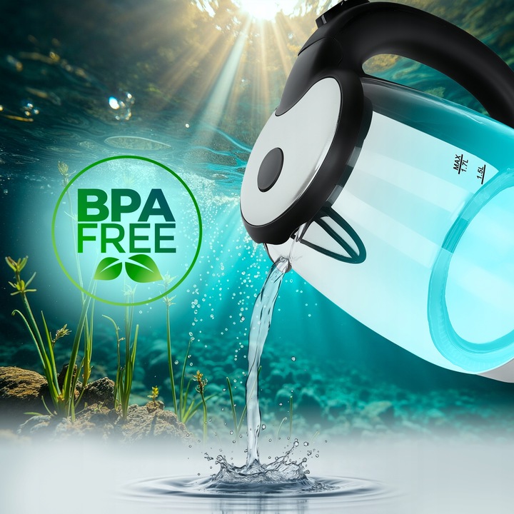 CZAJNIK ELEKTRYCZNY BEZPRZEWODOWY SZKLANY C415 ELDOM 2200 W 1,7 l