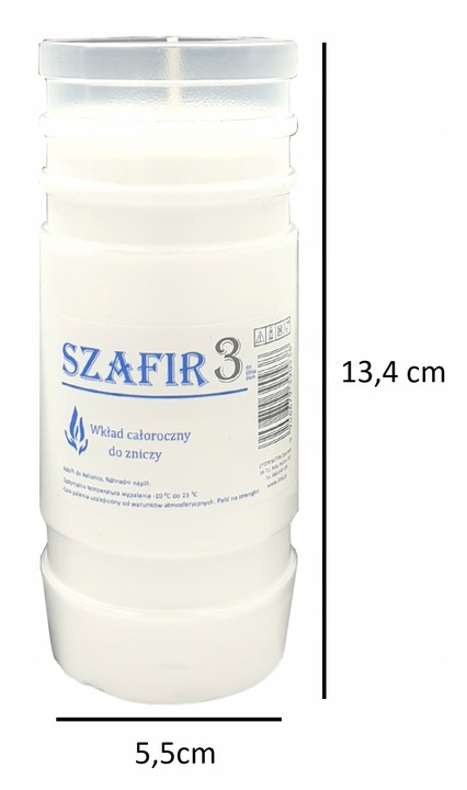 Wkłady do zniczy Parafinowe Szafir3 13,4cm