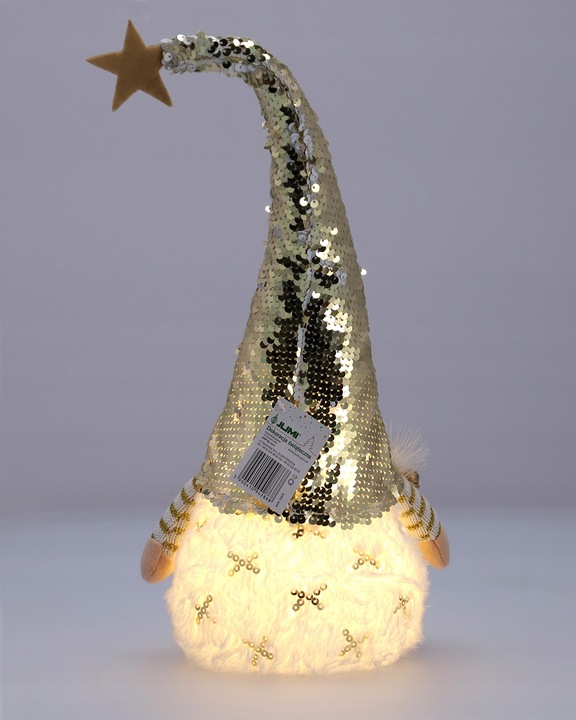 SKRZAT świąteczny KRASNAL gnom 47 cm Mikołaj DUŻY biały Świecący JUMIhome