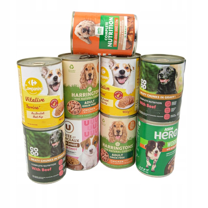 Karma mokra dla psa Puszka Pakiet Mieszany Kawałki Mix smaków 20 szt x 400g