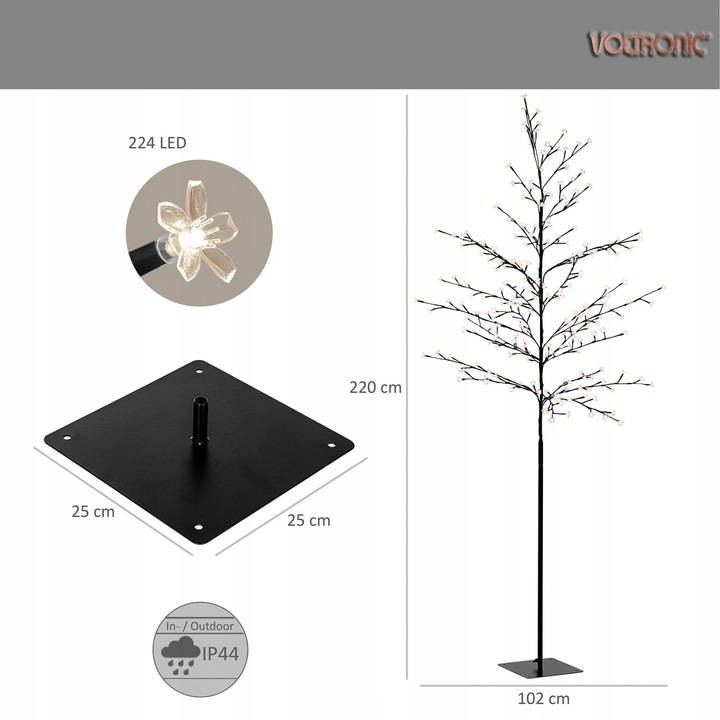 DRZEWKO ŚWIECĄCE 220 CM ŚWIĄTECZNE LAMPKI LED