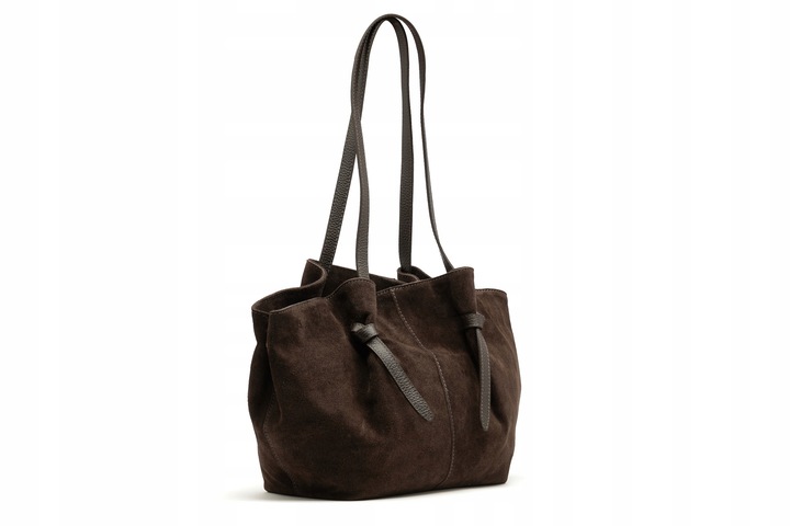 Vera Pelle torebka shopper skóra naturalna zamszowa brązowy