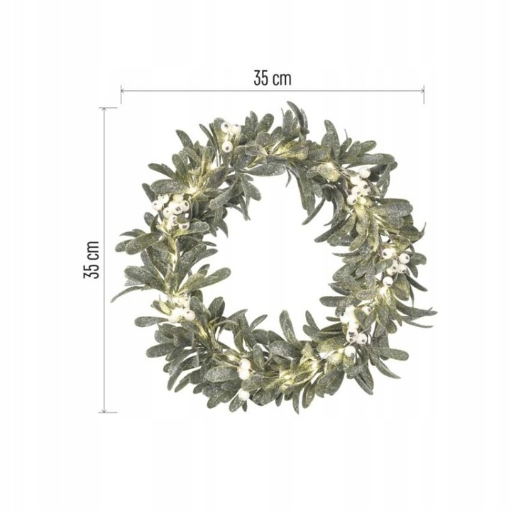 Dekoracje - wianek jemioła 25 LED, 3xAA, ciepła biel, IP20, timer EMOS