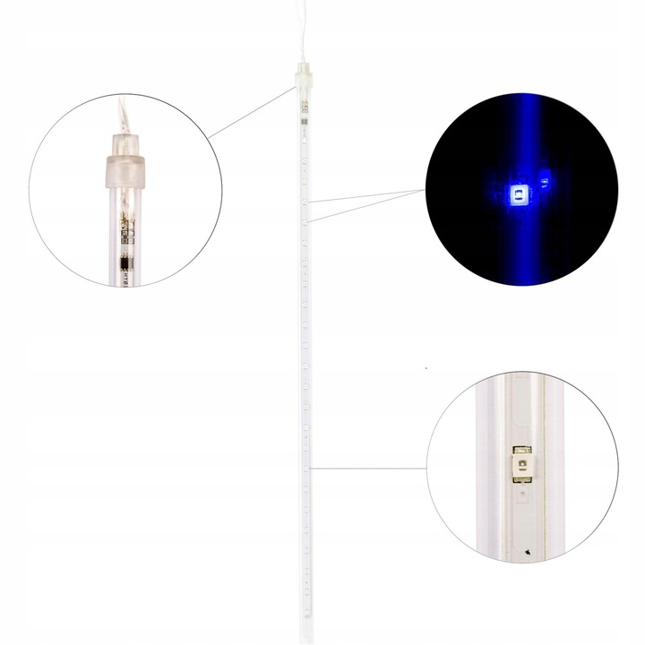 NIEBIESKIE LAMPKI SOPLE PADAJĄCY ŚNIEG 480 LED METEORYT 50 CM
