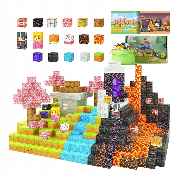 KLOCKI MAGNETYCZNE bloki MOCNE na magnes Zestaw 79 sztuk KLOCKÓW