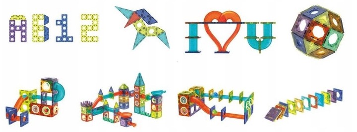 ZESTAW KLOCKI MAGNETYCZNE KONSTRUKCYJNE UKŁADANKA TOR ZAMEK FIGURKI 268 EL
