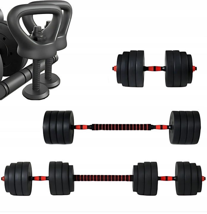 Hantle regulowane bitumiczne zestaw hantli 2x10kg gryf + kettle