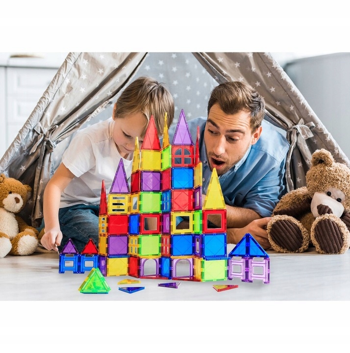 DUŻE KLOCKI MAGNETYCZNE konstrukcyjne zestaw 45 el Panele Magnetic Tiles 3D