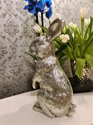 FIGURKA OZDOBNA - SREBRNY ZAJĄC KRÓLIK model I